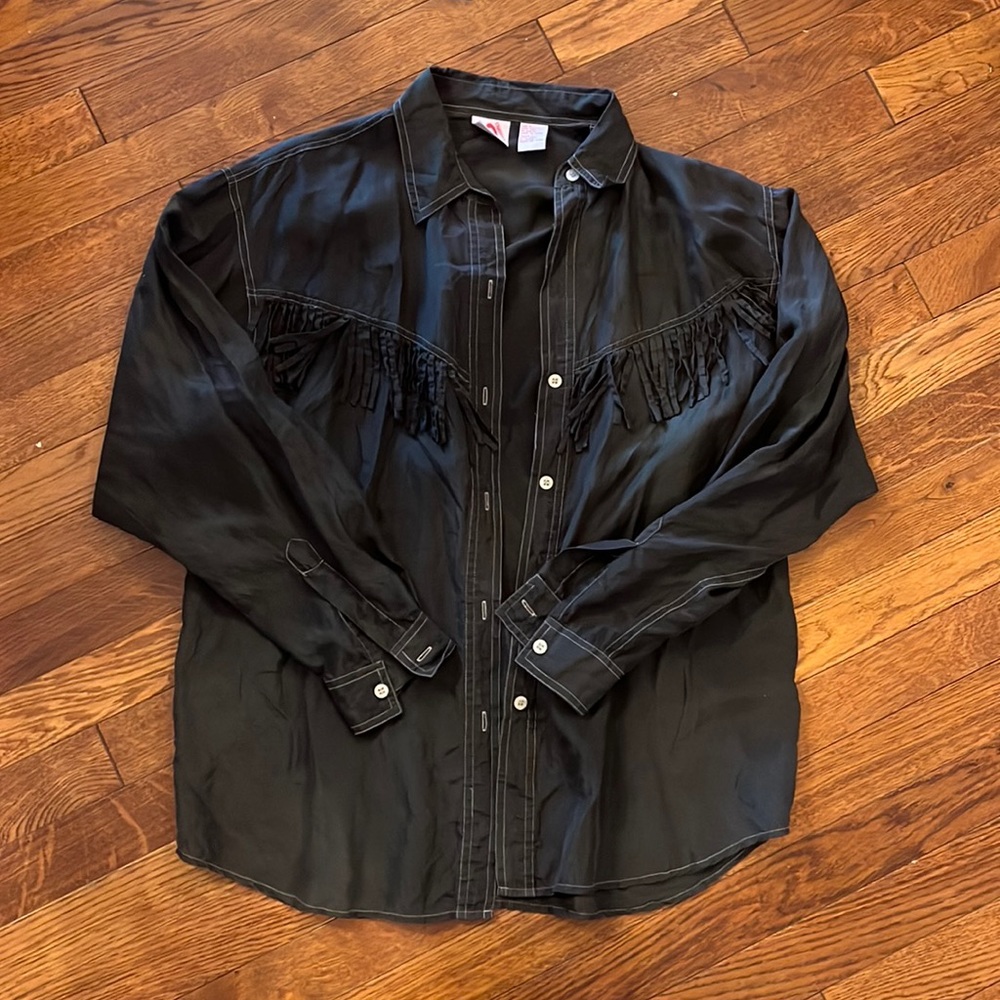 Silk Button-Up With Fringe